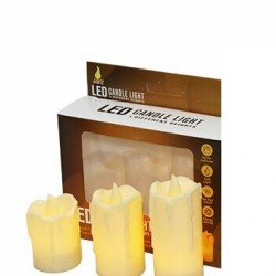 Alevli Led Mum Hareketli Alev Görünümlü Dekoratif Mum - 3lü Set (Orta Boy)