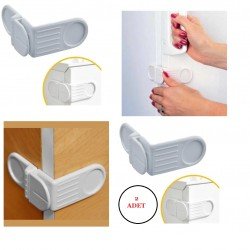 Bebek Çocuk Güvenlik Çekmece ve Dolap İçin Kendiliğinde Yapışkanlı Vidasız Köşe Kapak Kilidi x 2 Adet Bebek Çocuk Güvenlik Çekmece ve Dolap İçin Kendiliğinde Yapışkanlı Vidasız Köşe Kapak Kilidi x 2 Adet