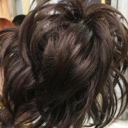 Kahve Renk Düz Model Hazır Telli Saç Şeklinde Peruk Postiş Toka