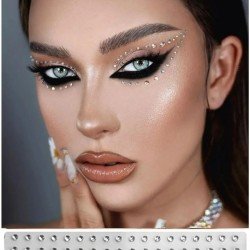 Yüz Taşı Kristal - Burun, Vücut Taşı, Tattoo Makyaj Taşı, Yapışkanlı, 12 Adet