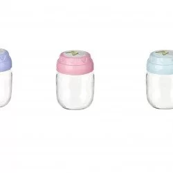 3lü Set Vintage Dekoratif Desenli Cam Kavanoz 425ml - 14,3 oz
