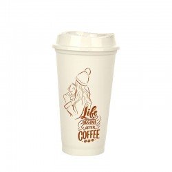 Kahve Bardağı - Kapaklı Krem 473 ml