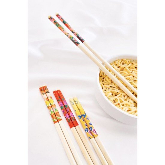 Bambu Chopstick Çubuk Yemek Çubuğu Yıkanabilir Tekrar Kullanılabilir (3 Çift- 6 Adet )