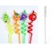 5 Parça Renkli Pipet Seti - Emojili Spiral Kokteyl- Çocuk Pipeti Temizleme Fırçalı