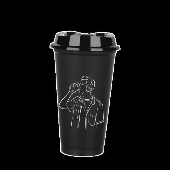 Kahve Bardağı - Kapaklı Siyah 473 ml