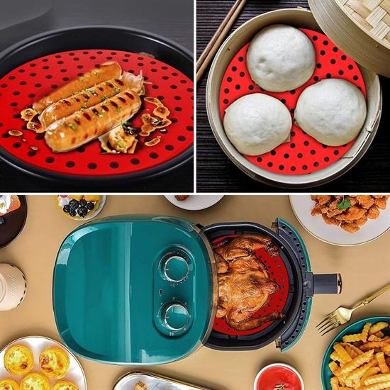 Renkli Isıya Dayanıklı Yıkanılabilir Silikon Fırın Ve Airfryer Yuvarlak Pişirme Matı 23 Cm Renkli Isıya Dayanıklı Yıkanılabilir Silikon Fırın Ve Airfryer Yuvarlak Pişirme Matı 23 Cm